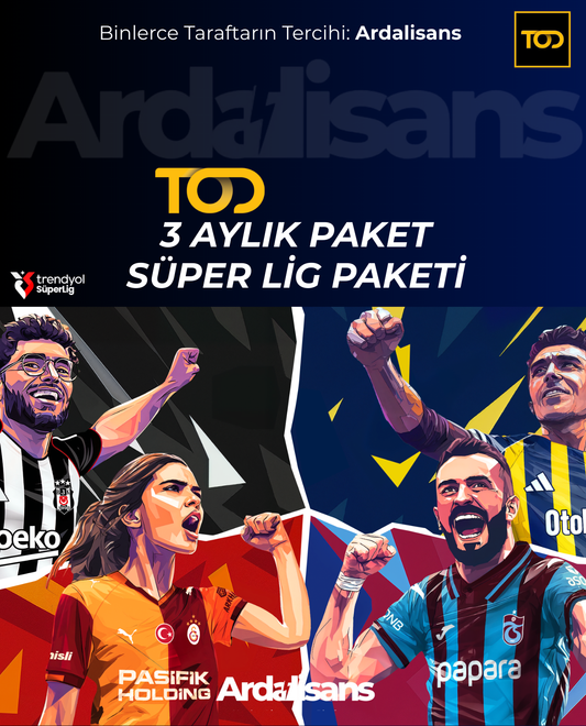 TOD TV 3 Aylık Süper Lig Maçları 3 Ekran WEB/CEP/TABLET